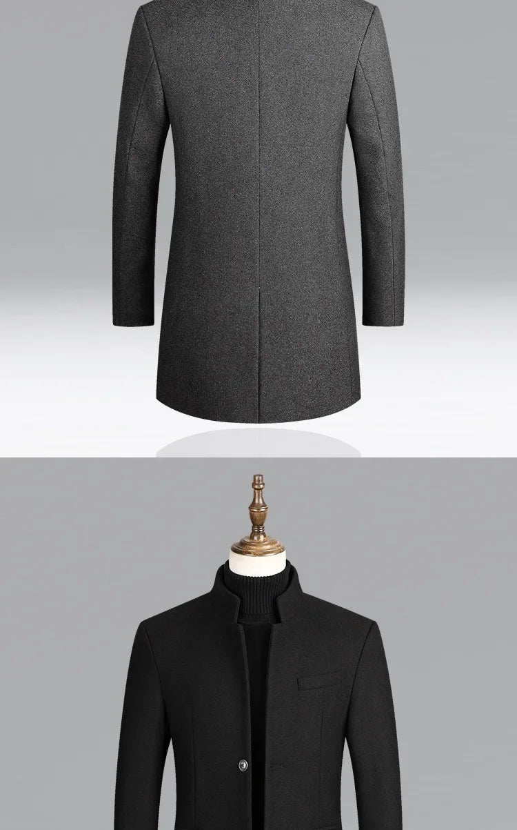 Manteau en laine épaisse pour hommes, mi-long, Style décontracté.