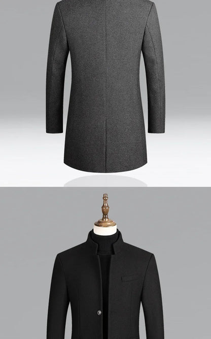 Manteau en laine épaisse pour hommes, mi-long, Style décontracté.