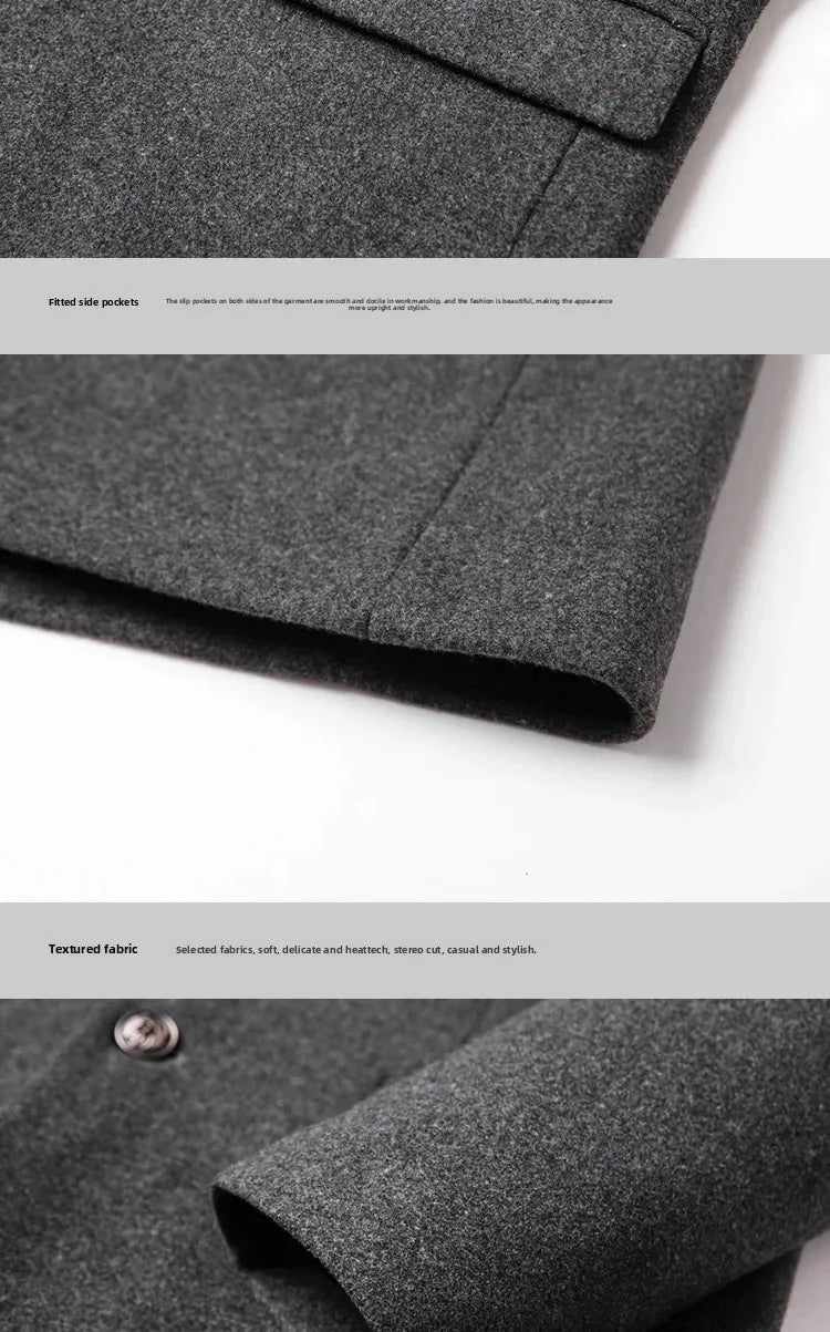 Manteau en laine épaisse pour hommes, mi-long, Style décontracté.