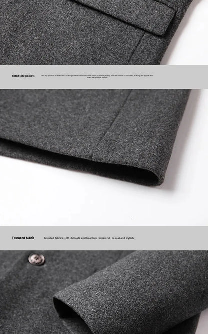 Manteau en laine épaisse pour hommes, mi-long, Style décontracté.