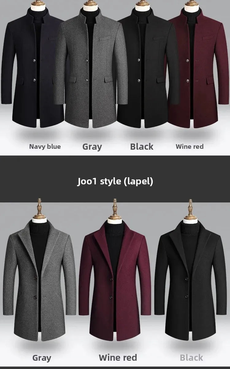 Manteau en laine épaisse pour hommes, mi-long, Style décontracté.