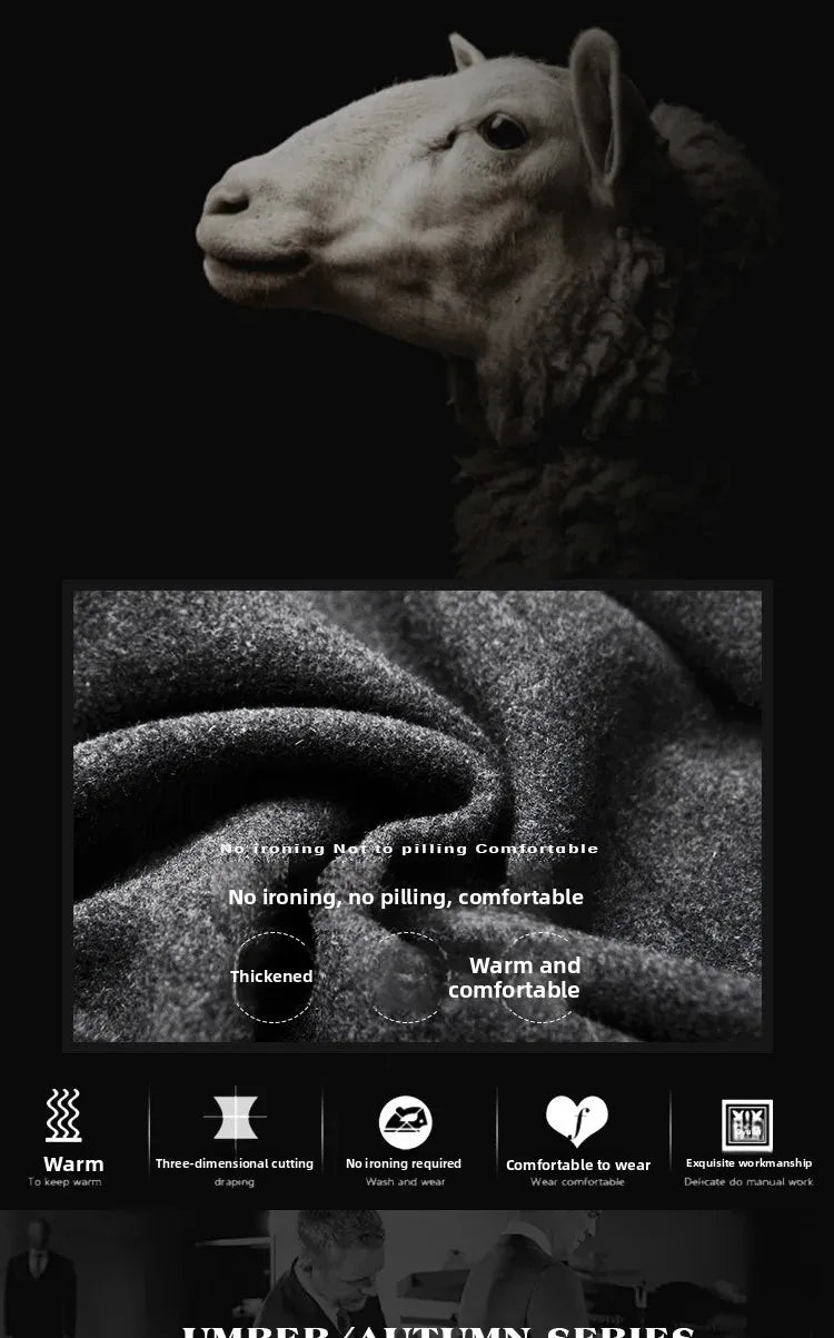 Manteau en laine épaisse pour hommes, mi-long, Style décontracté.