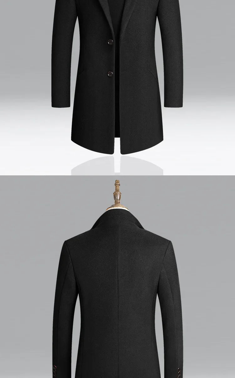 Manteau en laine épaisse pour hommes, mi-long, Style décontracté.