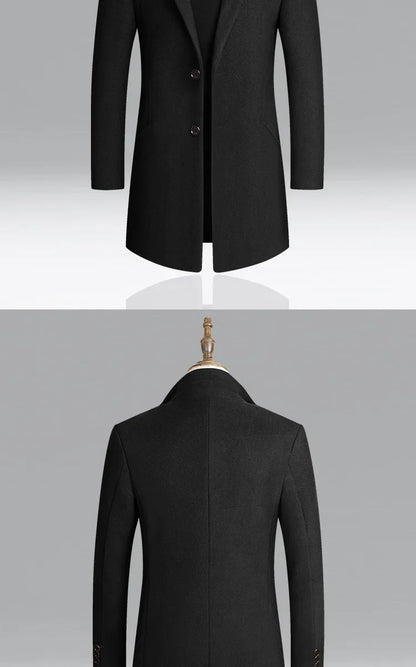 Manteau en laine épaisse pour hommes, mi-long, Style décontracté.