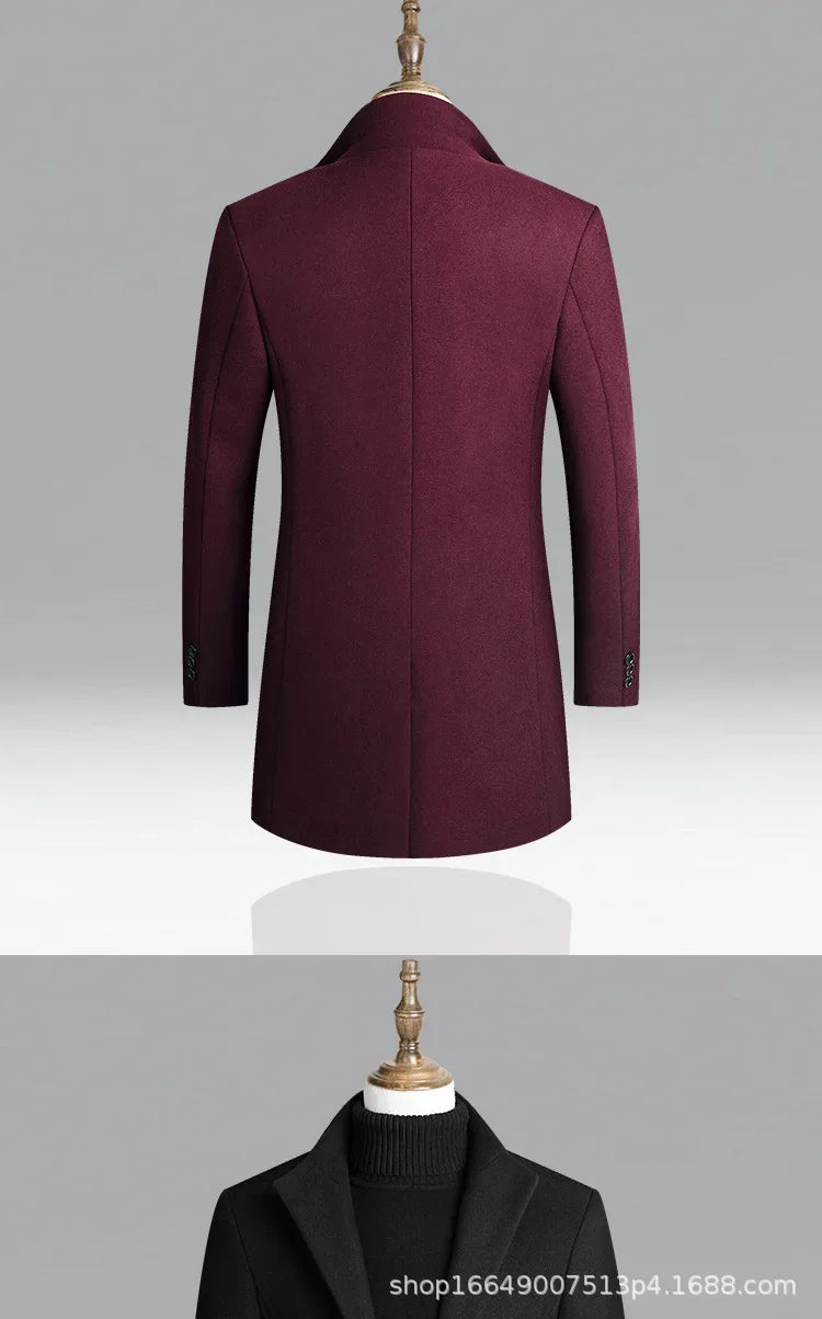 Manteau en laine épaisse pour hommes, mi-long, Style décontracté.