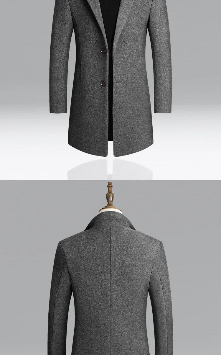 Manteau en laine épaisse pour hommes, mi-long, Style décontracté.