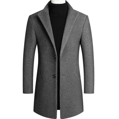 Manteau en laine épaisse pour hommes, mi-long, Style décontracté.