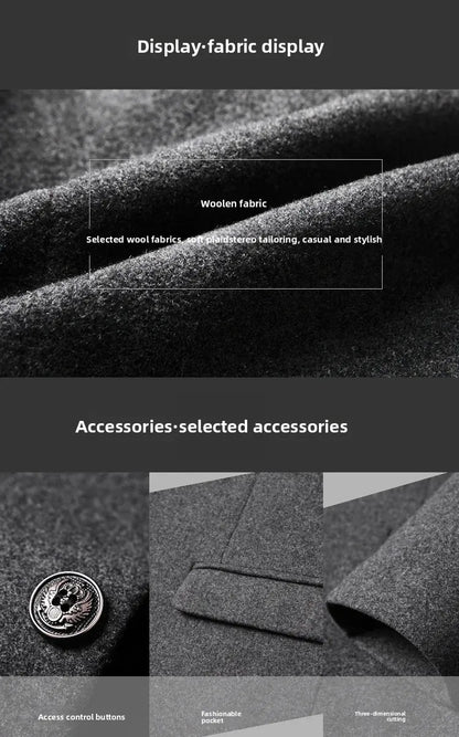 Manteau en laine épaisse pour hommes, mi-long, Style décontracté.