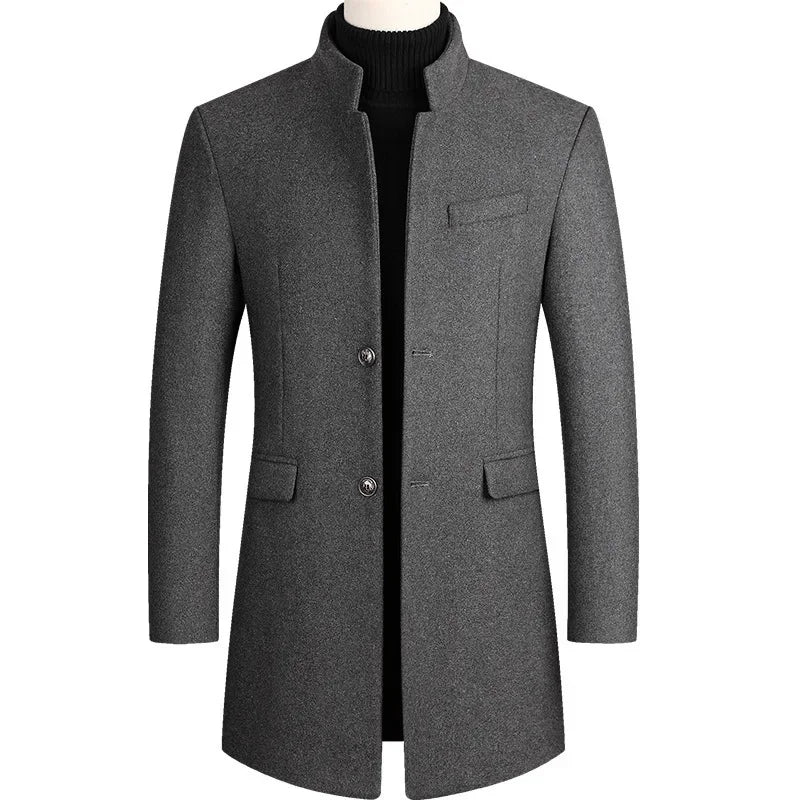 Manteau en laine épaisse pour hommes, mi-long, Style décontracté.