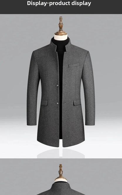 Manteau en laine épaisse pour hommes, mi-long, Style décontracté.