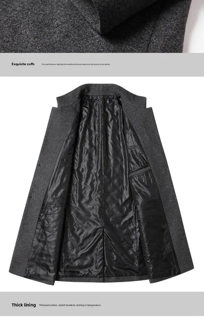 Manteau en laine épaisse pour hommes, mi-long, Style décontracté.